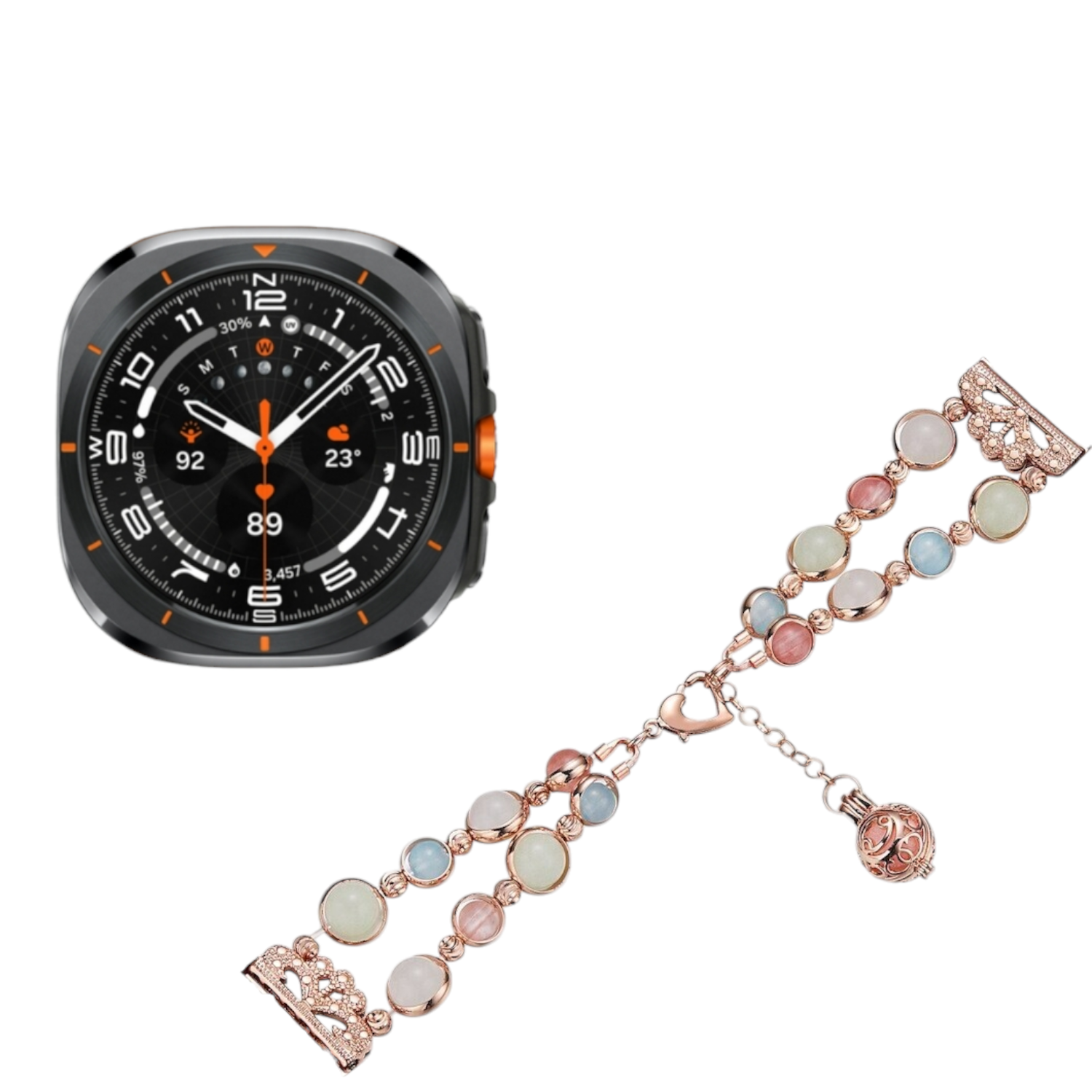 (Galaxy Watch 7 Ultra ONLY) luminous Strap Rose - باند مضيء لون روز قولد 