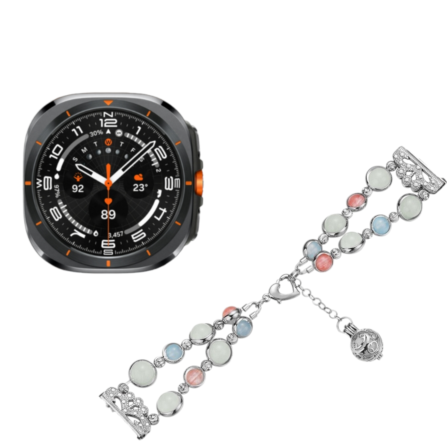 (Galaxy Watch 7 Ultra ONLY) luminous Strap Silver - باند مضيء لون سلفر 