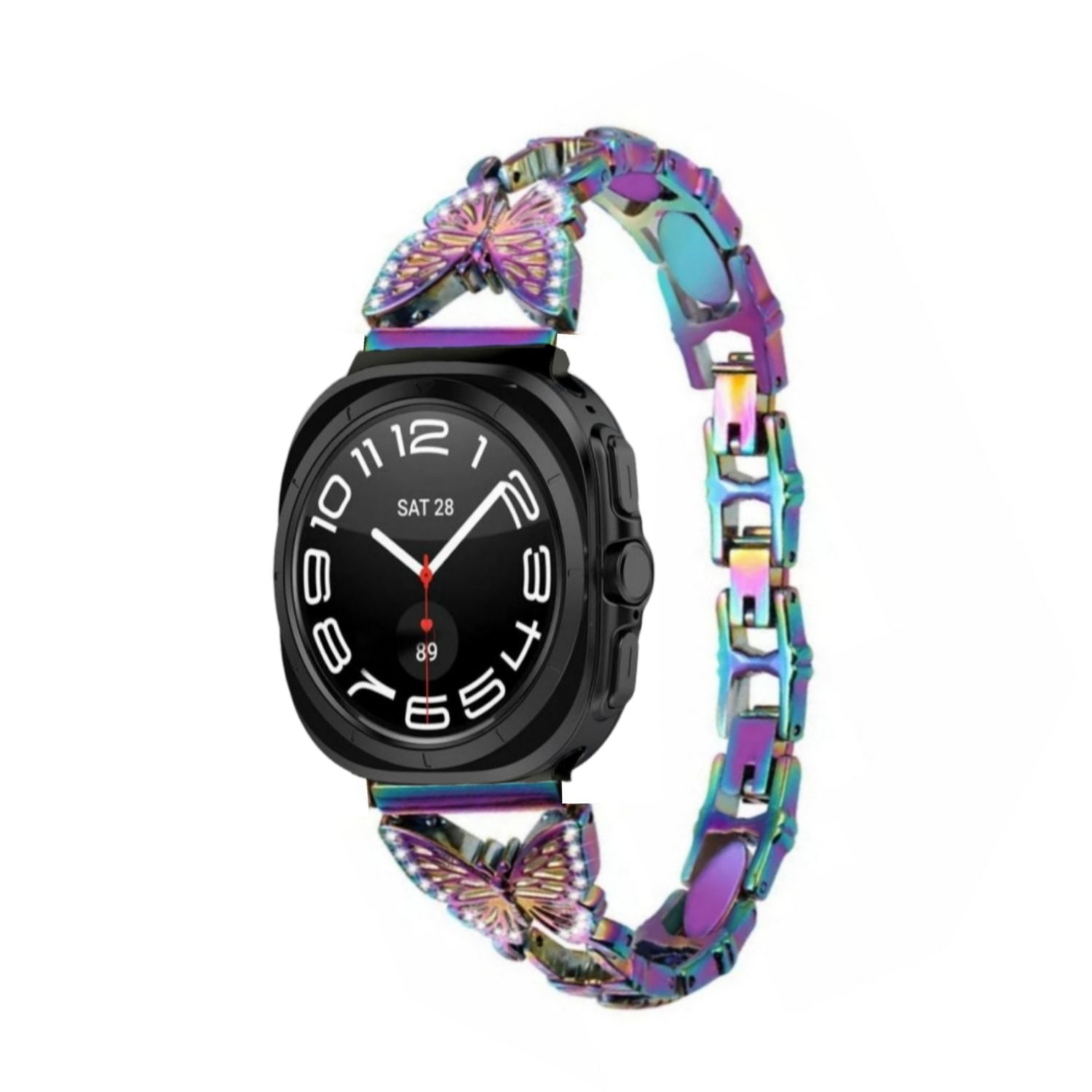 (Galaxy Watch 7 Ultra ONLY) Steel butterfly design Full rainbow - باند ستيل تصميم فراشه الوان مختلفه