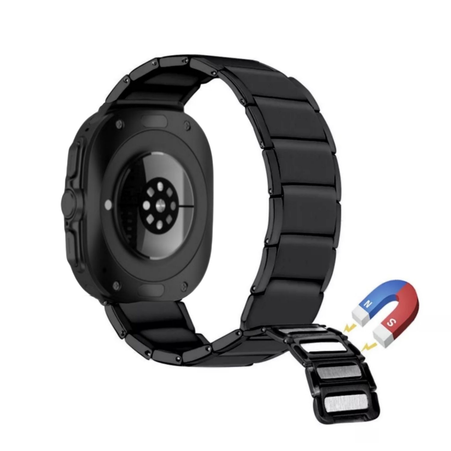(Galaxy Watch 7 Ultra ONLY) Rolex Magnetic full Black -  رولكس مغناطيس اسود كامل 