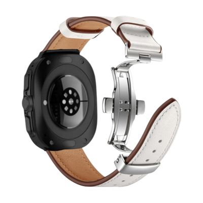 (Galaxy Watch 7 Ultra ONLY) Leather White Band with butterfly lock - باند جلد لون ابيض تسكيره فراشه 