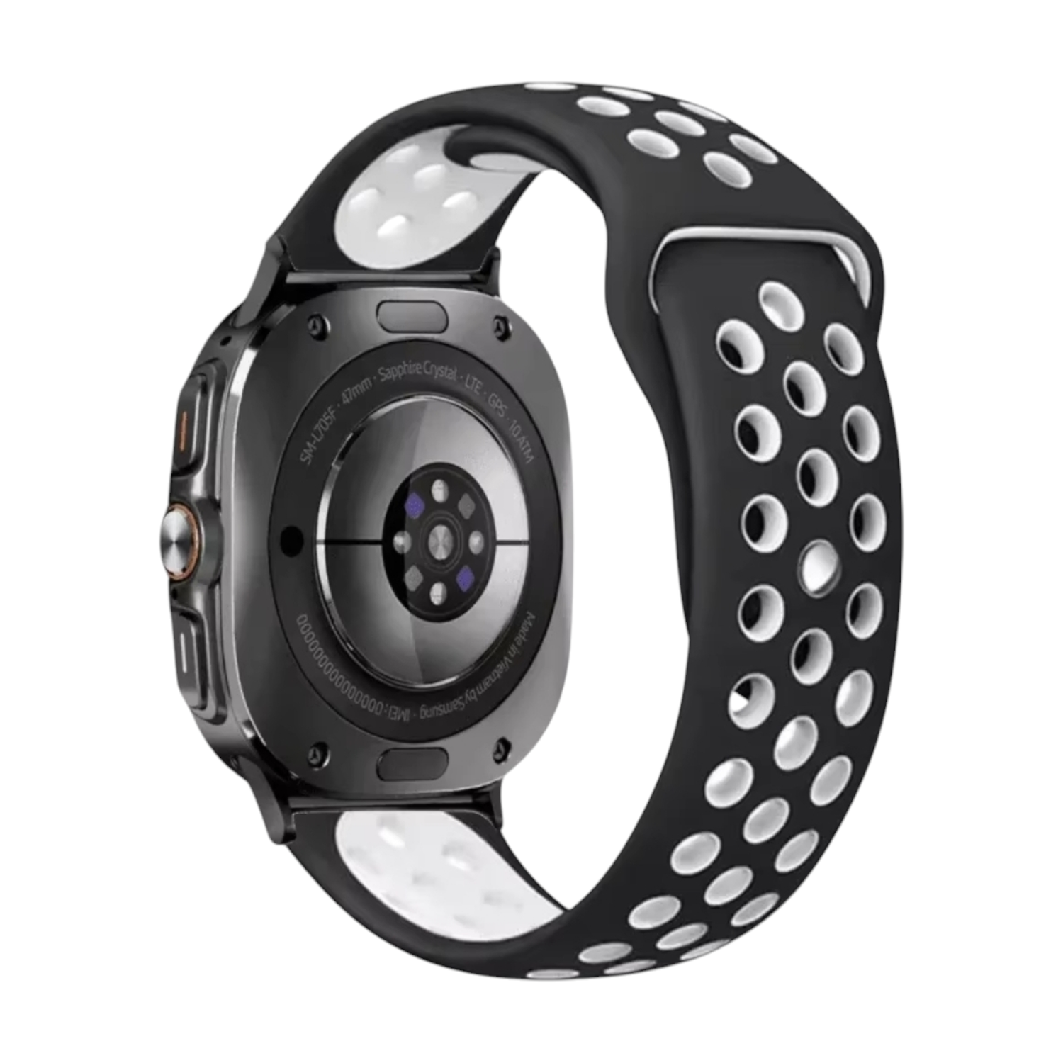 (Galaxy Watch 7 Ultra ONLY) Nike Sports Silicone band Black&amp;White - باند نايك سبورت سيليكون لون اسود مع أبيض 