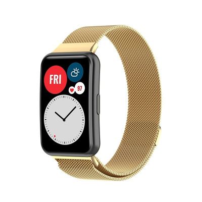 (Huawei Fit 1 &amp; 2 &amp; 3 &amp; 4/Pro) Steel Magnatic Full Gold - باند ستيل مغناطيس ذهبي 