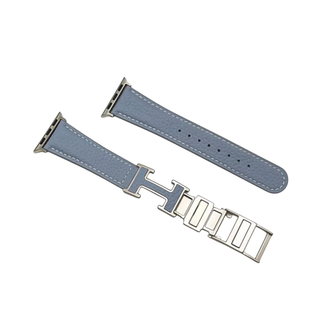 (38mm-40mm-41mm) Hermes Sky blue Leather H design - جلد هرميز سماوي تصميم هـ