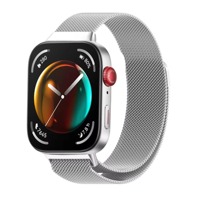 (Huawei Fit 3/4/4Pro) Steel Magnatic Full Silver -  باند ستيل مغناطيس سلفر 