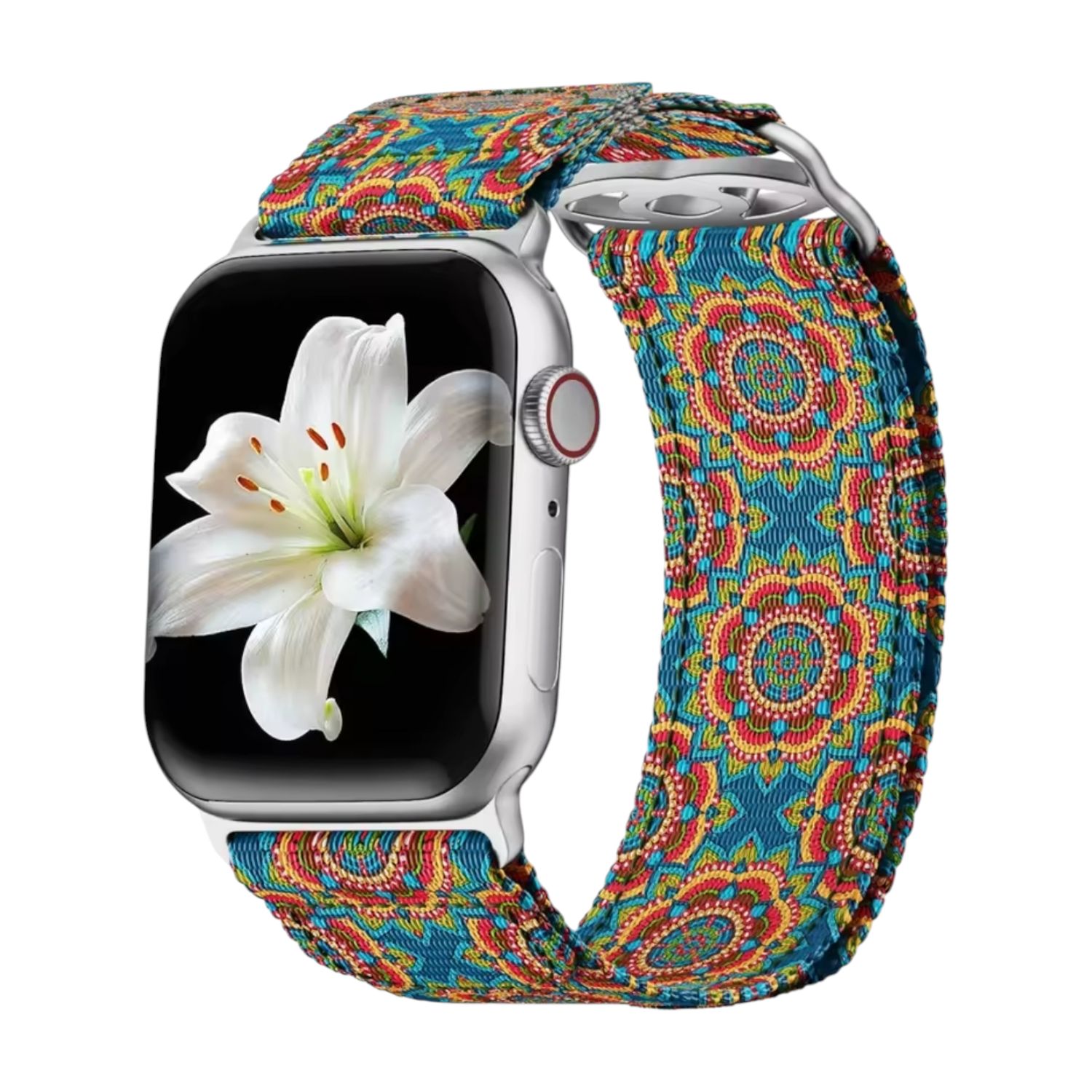(38mm-40mm-41mm) Fabric GG Green&amp;Orange band -  باند خام أخضر مع برتقالي