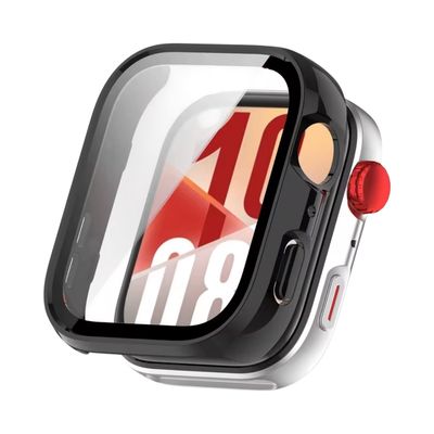 (Huawei Fit 4 ONLY) Full cover with glass screen protector Black - فل كفر مع حمايه شاشه جام اسود