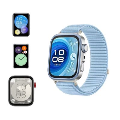 (Huawei Fit 1 &amp; 2 &amp; 3 &amp; 4/Pro) Fabric Band new design Baby Blue - باند خام تصميم جديد سماوي فاتح
