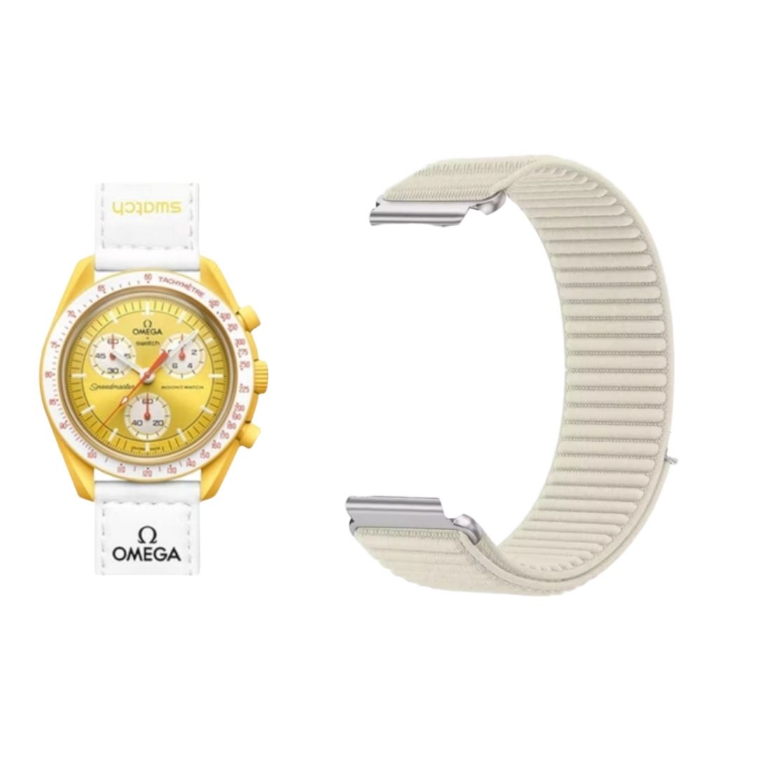 (OmegaXSwatch) Fabric Band new design Beige - باند خام تصميم جديد سماوي بيج