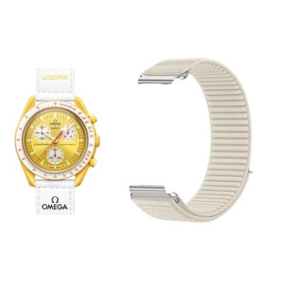 (OmegaXSwatch) Fabric Band new design Beige - باند خام تصميم جديد سماوي بيج