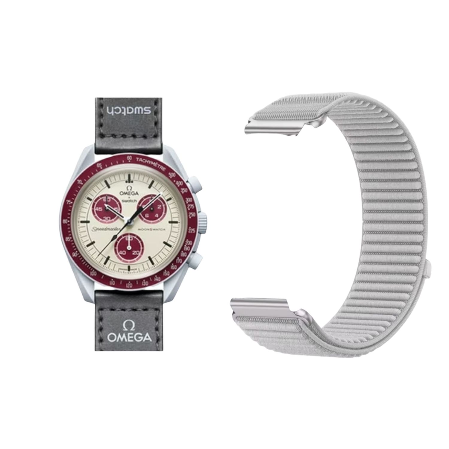 (OmegaXSwatch) Fabric Band new design Grey - باند خام تصميم جديد رمادي