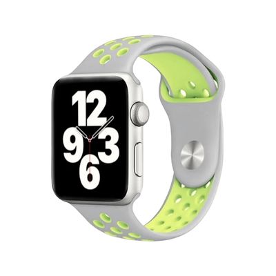 (42mm-44mm-45mm-46mm-49mm) Nike Sports Silicone band Grey&amp;Green - باند نايك سبورت سيليكون لون رمادي مع أخضر 