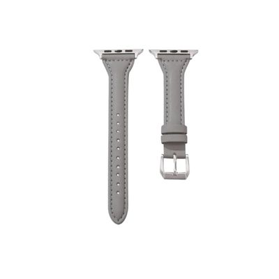 (38mm-40mm-41mm) New Slim Leather band Grey - باند جلد ضعيف تسكيره مسمار رمادي 