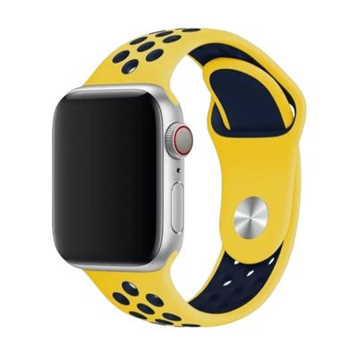 (42mm-44mm-45mm-46mm-49mm) Nike Sports Silicone band Yellow&amp;black - باند نايك سبورت سيليكون لون اصفر مع اسود 