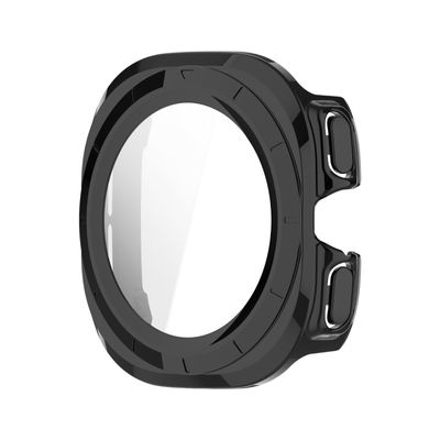 (Galaxy Watch 7 Ultra ONLY) Full cover with glass screen protector Black - فل كفر اسود مع حمايه شاشه جام لساعات جلكسي ووتش ٧ الترا 