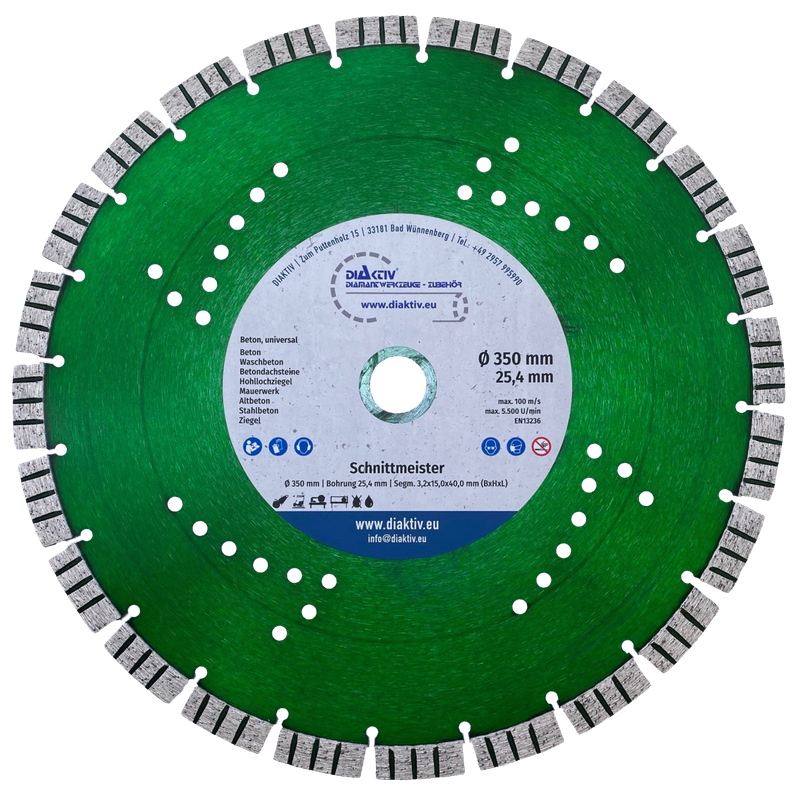 DIAKTIV® Diamantsägeblatt Turbo15 Beton/Universal PROFI Ø 350 mm DIAKTIV® Diamantsägeblatt Turbo15 Beton/Universal PROFI Ø 350 mm