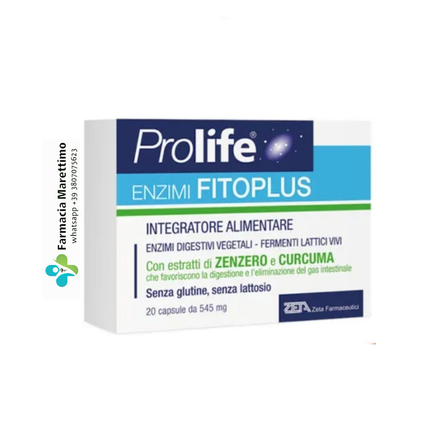 Prolife Enzimi Fitoplus 20 Cps - Integratore alimentare con 16 tipi di enzimi digestivi vegetali, fermenti lattici ed estratti vegetali