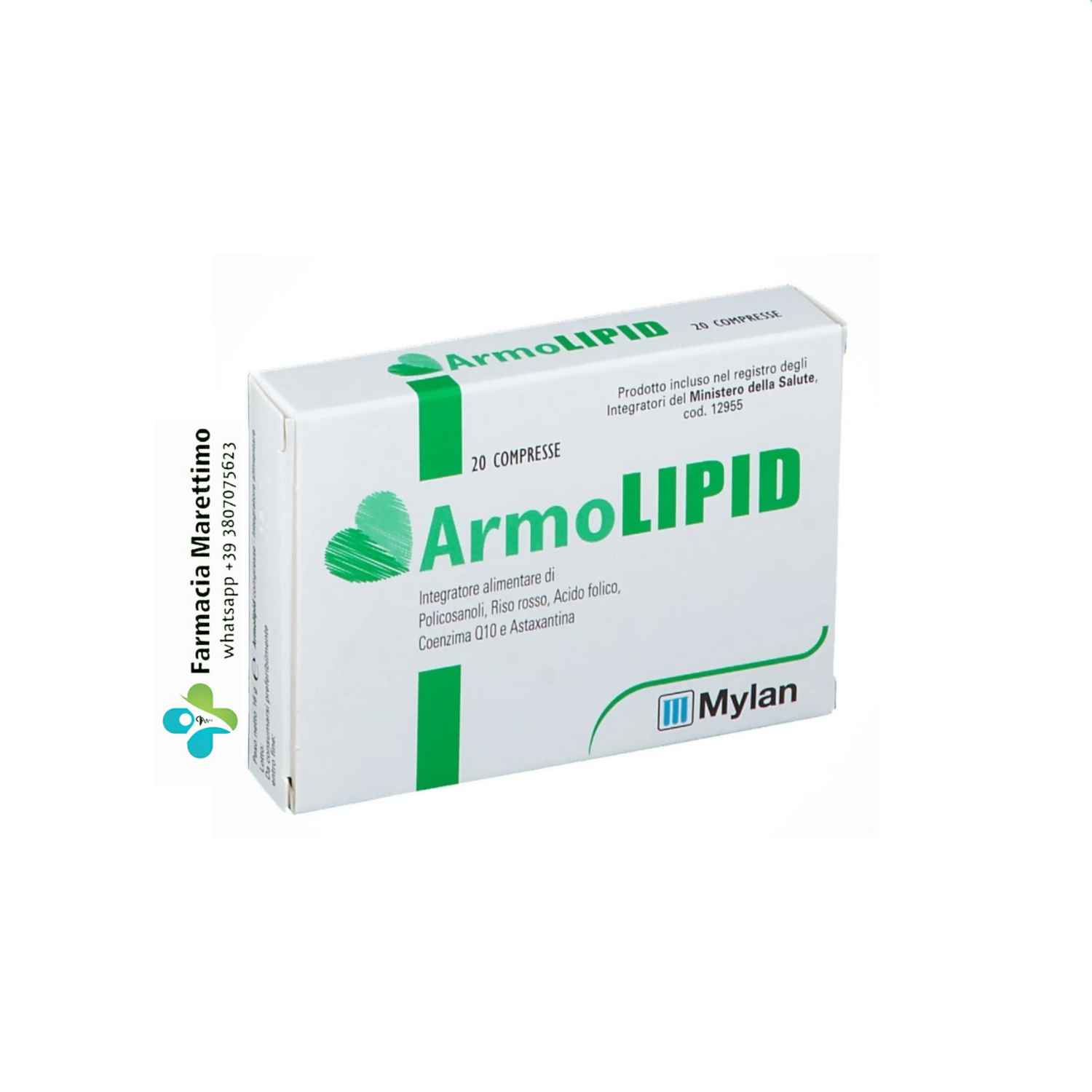 Armolipid 20 cpr con Policosanoli, Riso Rosso, Acido Folico, Coenzima e Astaxantina