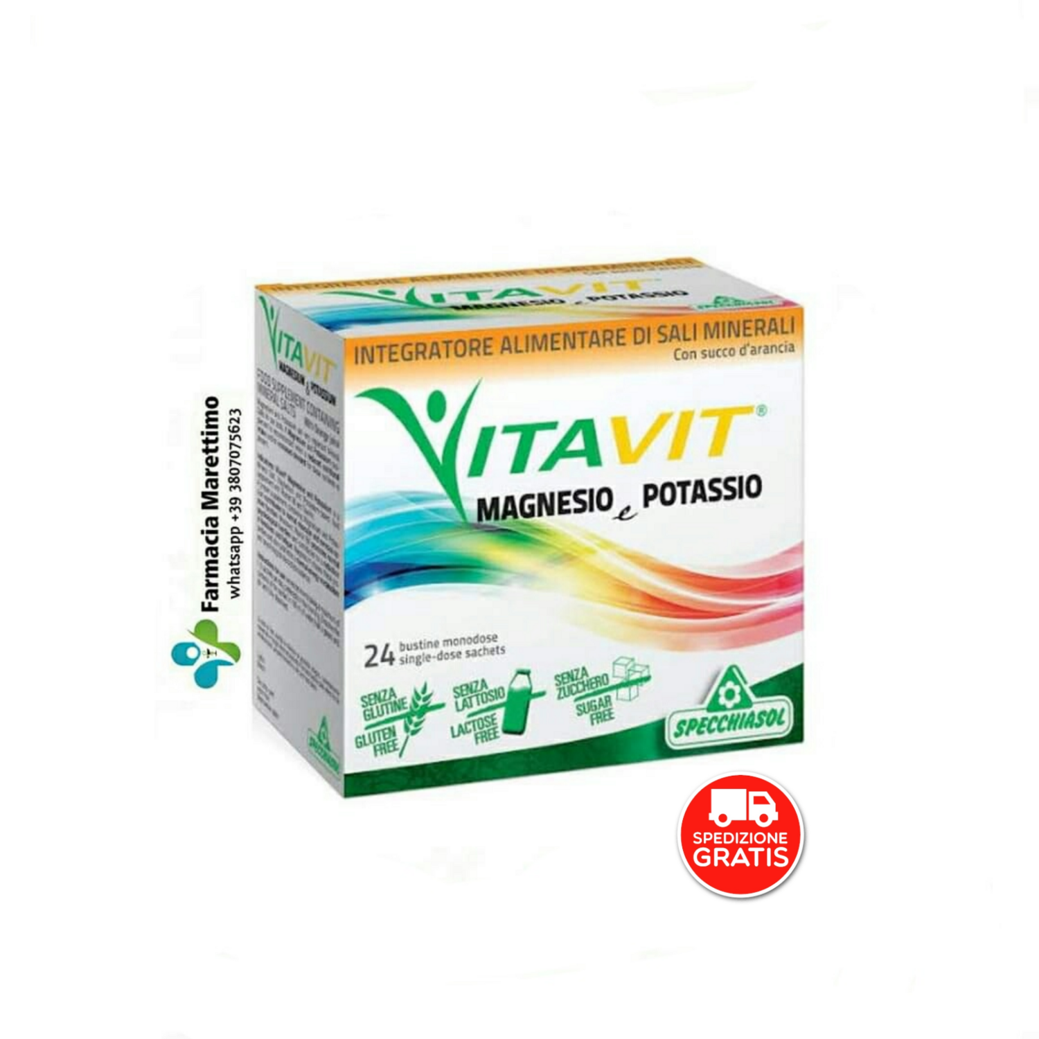 VitaVit Magnesio e Potassio con Vitamina B6 e Taurina (24 bustine) per stanchezza e fastidi muscolari
