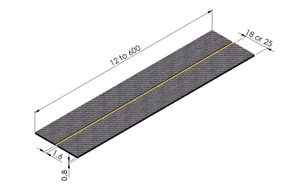 Carbon hinge 18/25 x 1,6mm