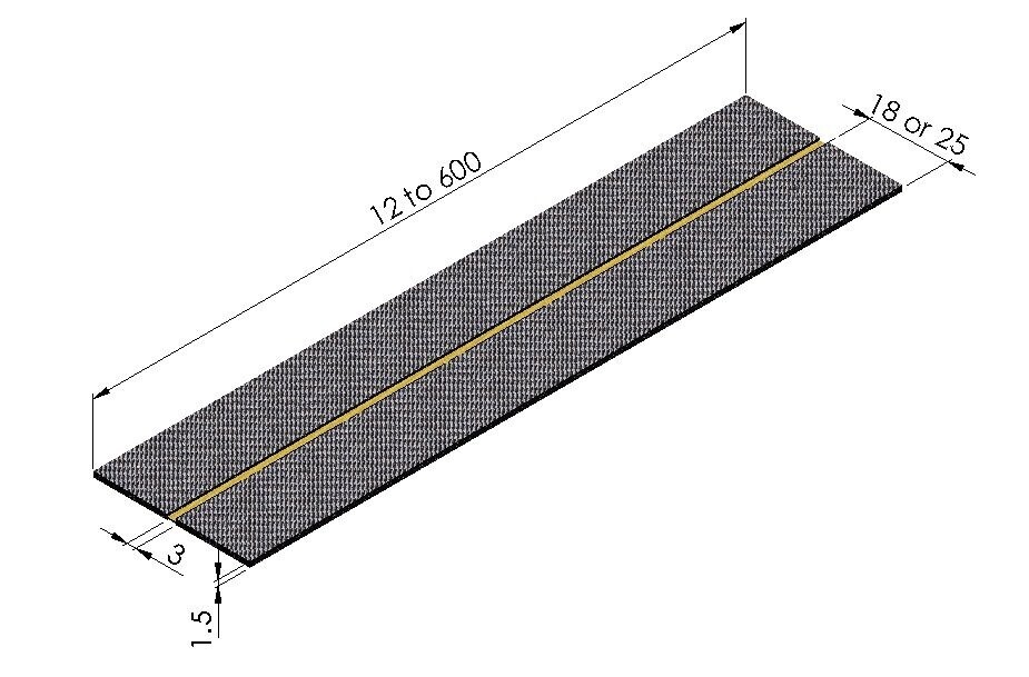 Carbon hinge 18/25 x 3mm