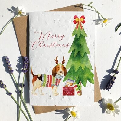 Festive Dog With Antlers