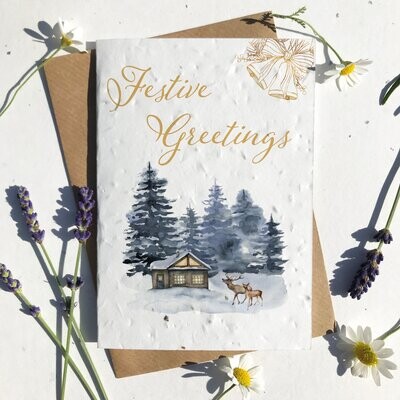 Watercolour House In A Forest