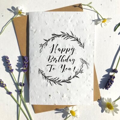 Black and white line art bird Birthday Wreath Black and white line art bird Birthday Wreath