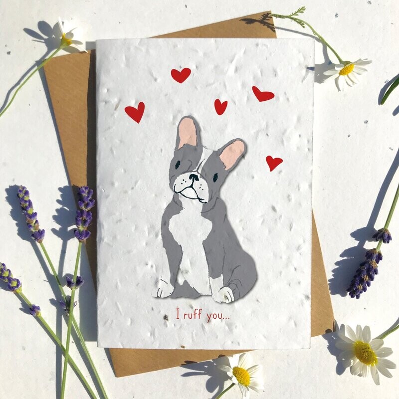 Grey French Bulldog Frenchie Dog Valentines