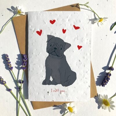Black Pug Dog Valentines