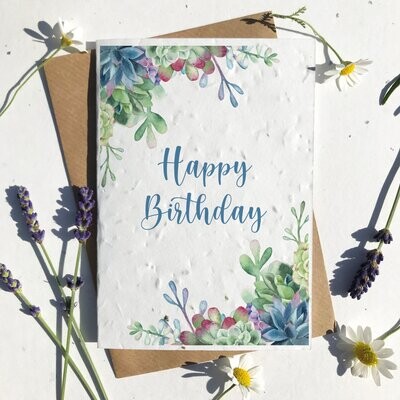 Happy Birthday Pastel Succulents