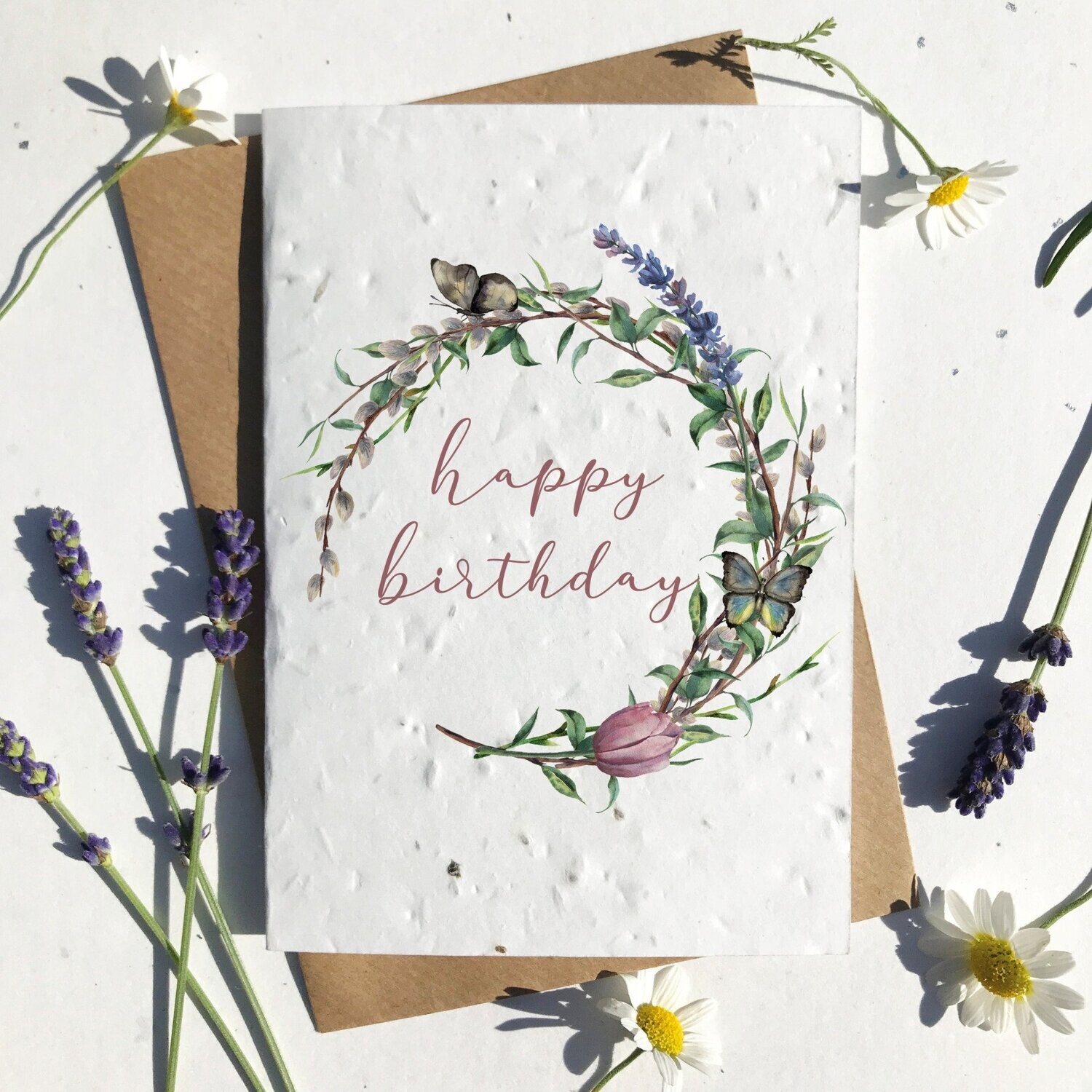 Happy Birthday Pastel Butterfly Wreath