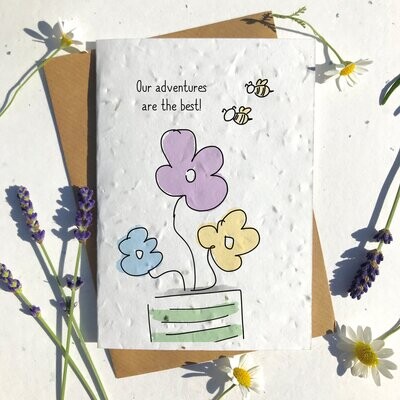 Pastel colourful flowers with bees