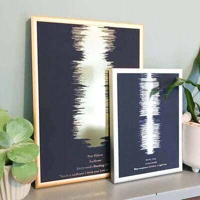 Personalised vertical sound wave print of any song