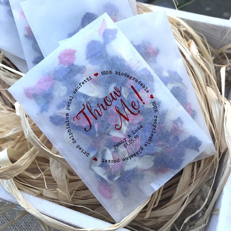 Mini eco-friendly glassine wedding confetti bags - Different sizes - Throw Me biodegradable wedding favour bags
