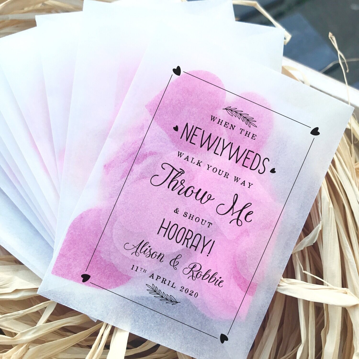 Mini eco-friendly glassine wedding confetti bags - Different sizes - HOORAY biodegradable wedding favour bags