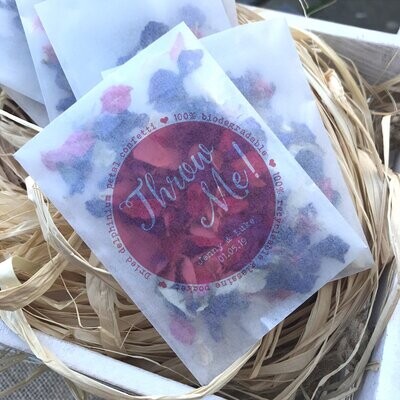 Mini eco-friendly glassine wedding confetti bags - Different sizes - Throw Me Solid colour biodegradable wedding favour bags
