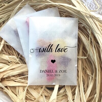 Mini eco-friendly glassine wedding confetti bags - Different sizes - WITH LOVE biodegradable wedding favour bags