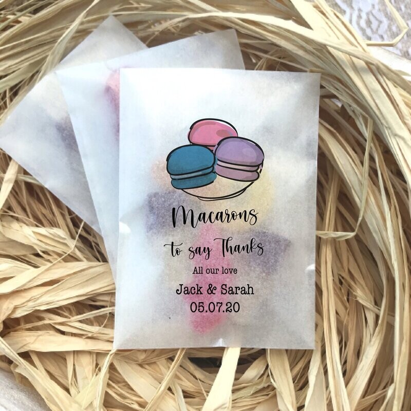 Mini eco-friendly glassine wedding confetti bags - Different sizes - MACARON biodegradable wedding favour bags
