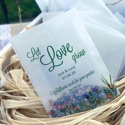 Mini eco-friendly glassine wedding confetti bags - Different sizes - WILDFLOWERS biodegradable wedding favour bags