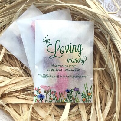 Mini eco-friendly glassine wedding confetti bags - Different sizes - IN LOVING MEMORY biodegradable wedding favour bags