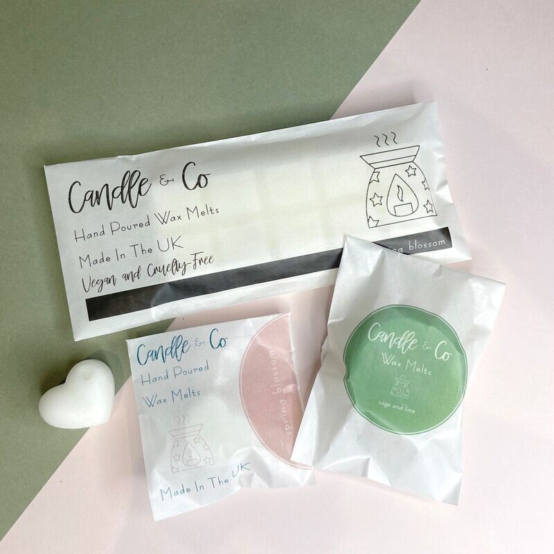 Printed biodegradable glassine paper bags for soaps, wax melts, seeds and samples