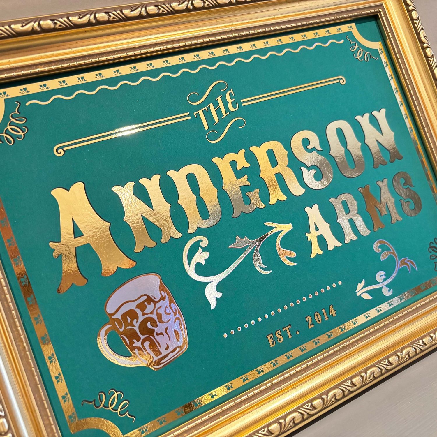 Real Metallic FOIL Personalised Vintage Style Bar Pub Sign Customised In Different Colours