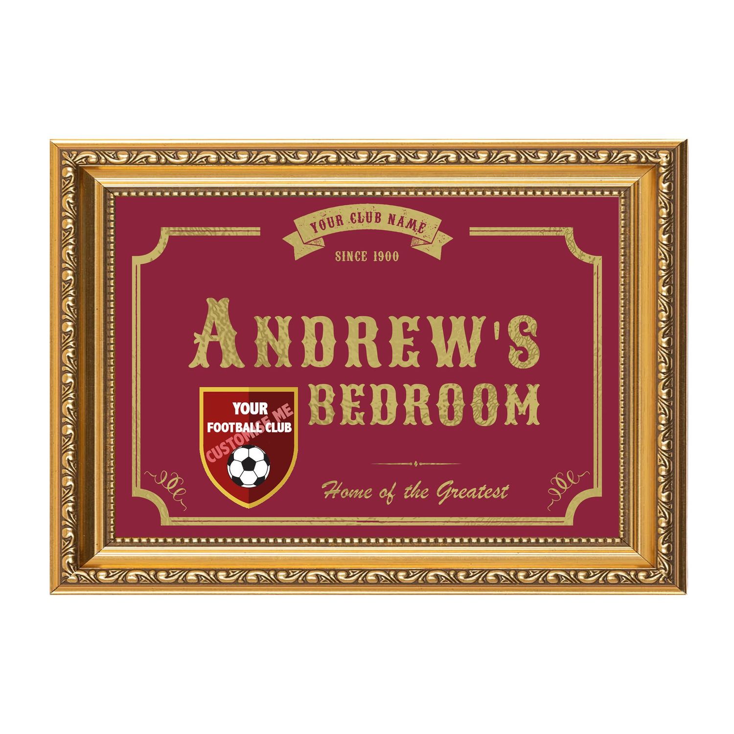 Personalised Foil Sports Team Bedroom Sign – Custom Football Club Plaque