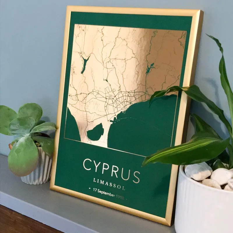 Personalised City Map Print — Custom Foil Map of Any City, Town or Country