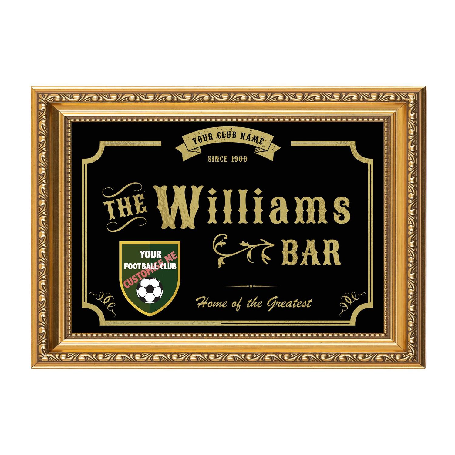 Personalised Foil Bar Sign with Team Logo – Custom Football Club Bar Print