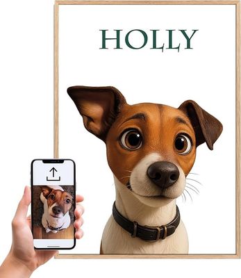 Custom Pet Portrait from Photo in Cartoon-Inspired Style