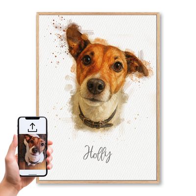 Custom Watercolour Effect Pet Portrait with from Any Photo
