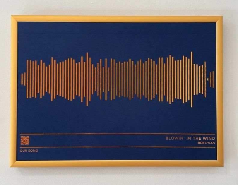 Personalised Foil Song Waveform Print – Custom Music Equaliser Wall Art with QR Code