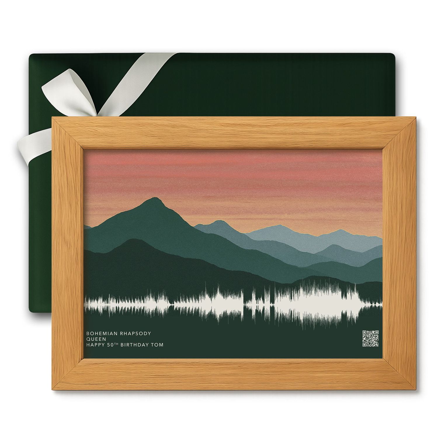 Custom Soundwave Art Print with Mountain Scenery – Music Soundwave Poster